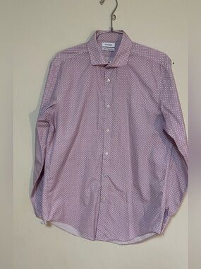 Calvin Klein Men’s Light Pink Micro-Pattern Dress Shirt